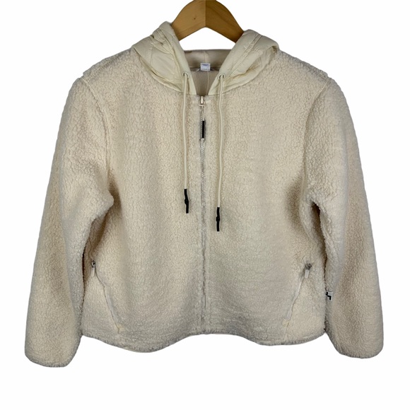JoyLab Jackets & Coats Joy Lab Full Zip Sherpa Hoodie Jacket Cream